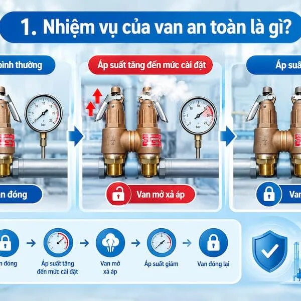 Nhiệm vụ của van an toàn là gì? Vai trò trong hệ thống đường ống