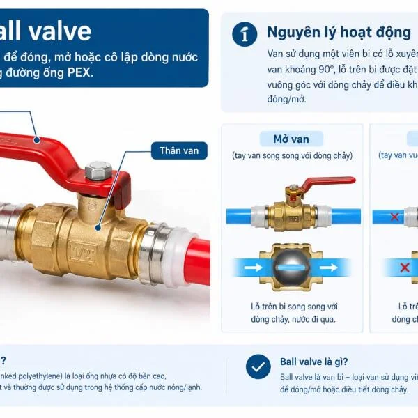 PEX Ball Valve Là Gì? Cấu Tạo, Cách Chọn Và Ứng Dụng