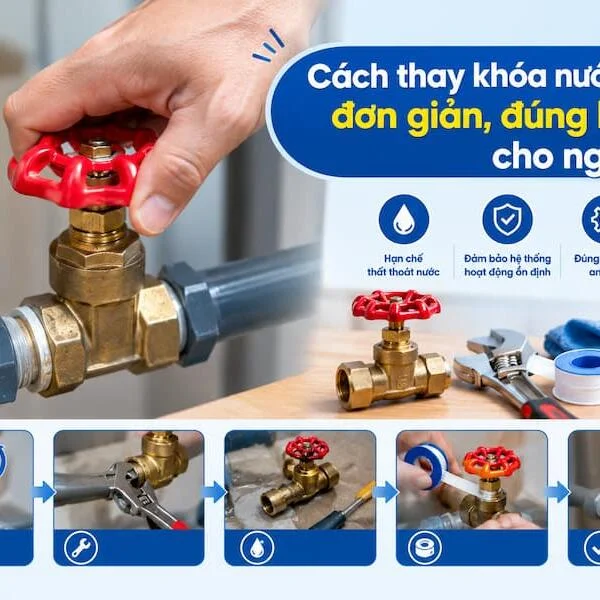 Cách thay khóa nước tại nhà đơn giản, đúng kỹ thuật cho người mới