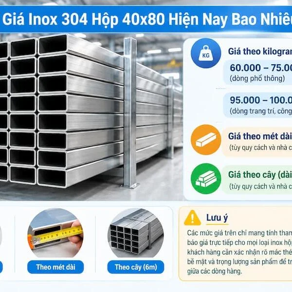 Giá Inox 304 Hộp 40x80 Mới Nhất: Bảng Giá Và Quy Cách Chi Tiết