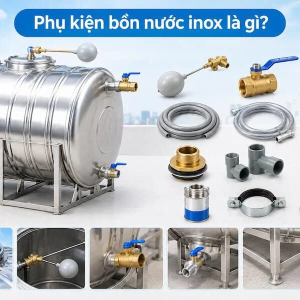 Phụ kiện bồn nước inox gồm những gì? Cấu tạo và công dụng từng loại