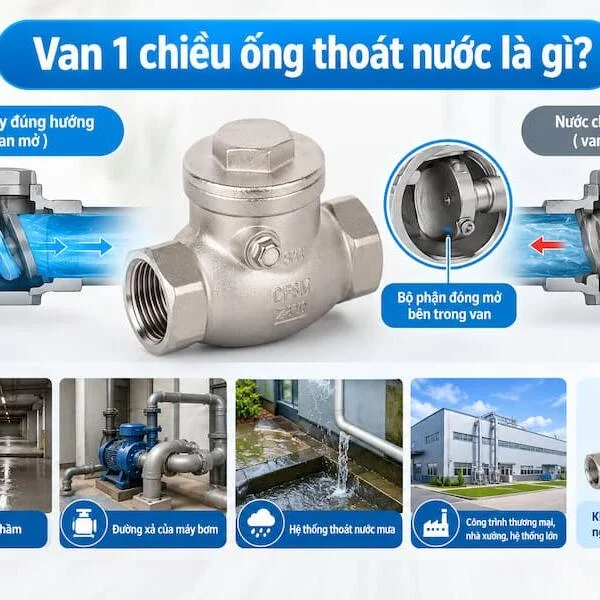 Van 1 chiều ống thoát nước là gì? Cấu tạo, nguyên lý hoạt động và công dụng