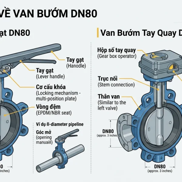 Van bướm tay quay DN80