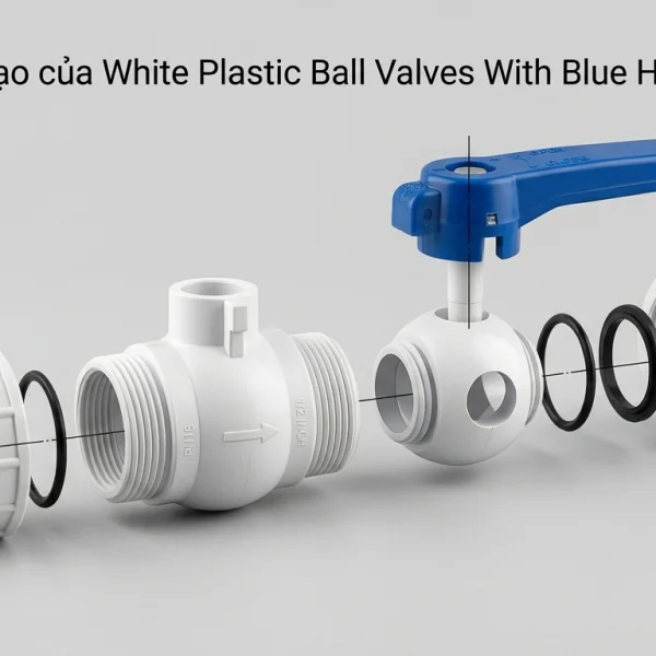 White Plastic Ball Valves With Blue Handle