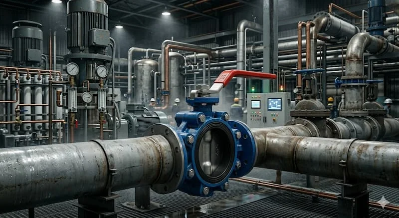 Butterfly valve lắp trên hệ thống đường ống