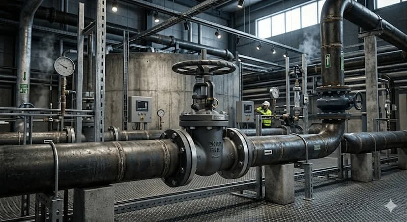 Ảnh gate valve 6 inch trong hệ thống đường ống