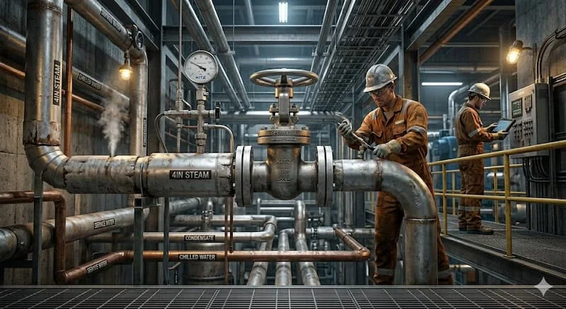 GV valve trong hệ thống đường ống công nghiệp