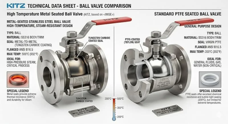 So sánh metal seated ball valve và standard ball valve