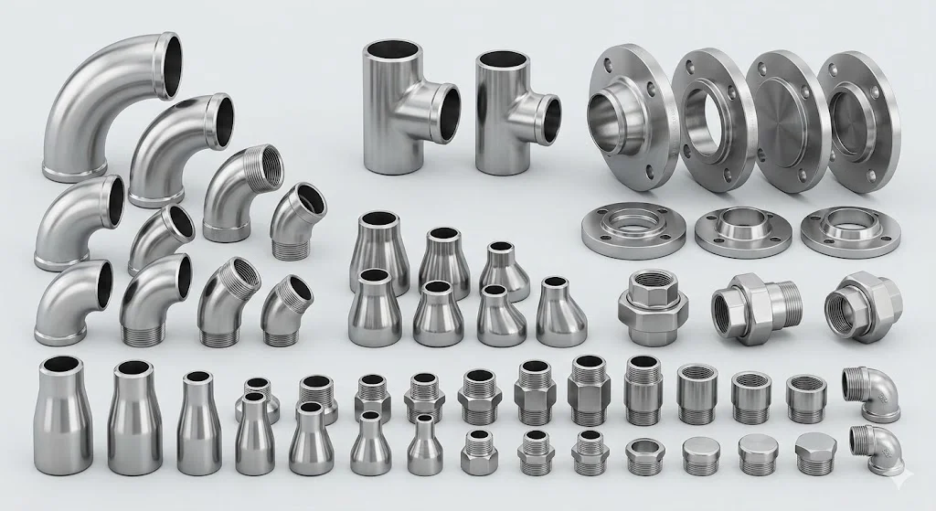 Bộ phụ kiện inox công nghiệp đầy đủ