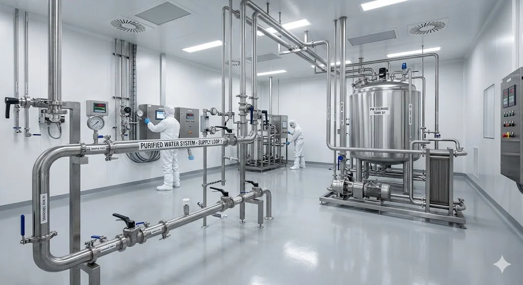 Hệ thống ống vi sinh 316L trong nhà máy dược phẩm