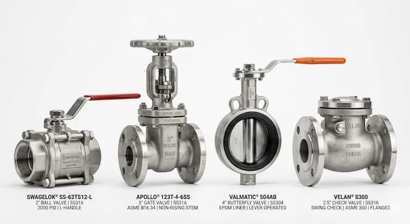 Ảnh tổng quan stainless steel valves