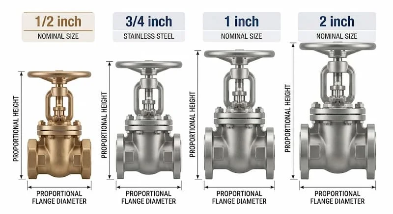 Ảnh so sánh kích thước nhiều loại van