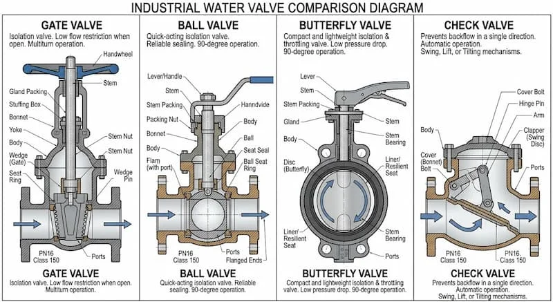 So sánh cấu tạo các loại van nước phổ biến