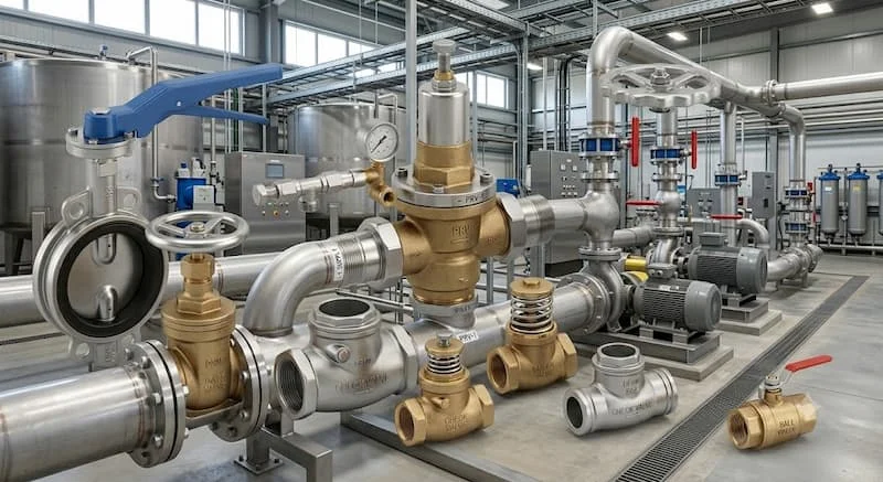 Hệ thống cấp nước công nghiệp sử dụng nhiều loại van