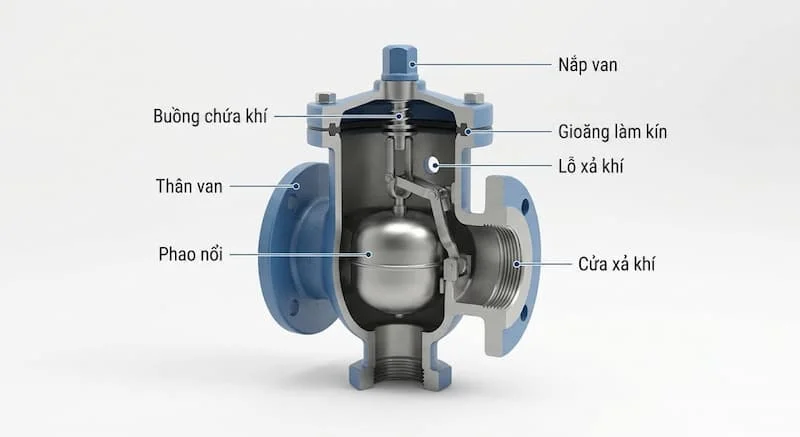 Hình tổng thể cấu tạo van xả khí