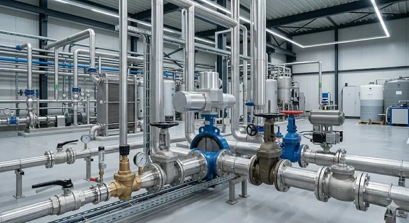 Hệ thống đường ống công nghiệp sử dụng van công nghiệp