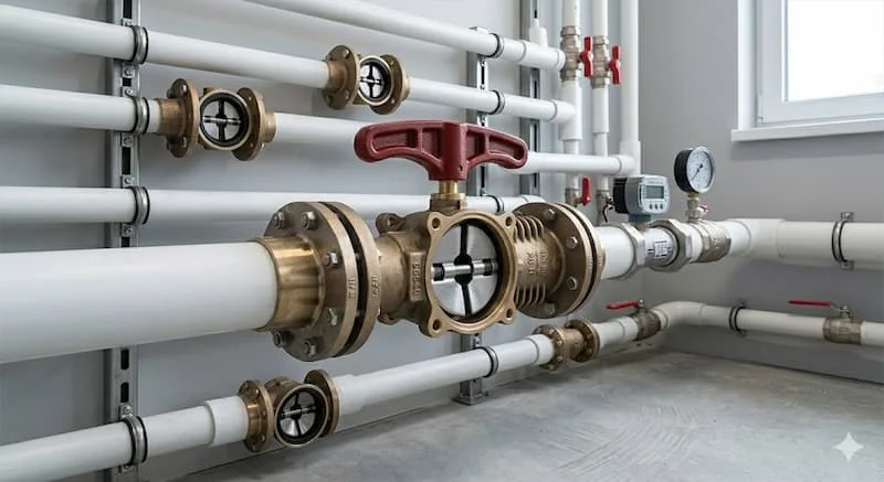 Khóa nước đồng lắp đặt trong hệ thống cấp nước gia đình