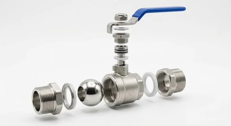 Ảnh cấu tạo van bi SUS304 