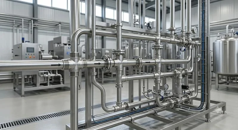 Tê ống inox 21 lắp đặt trong hệ thống đường ống