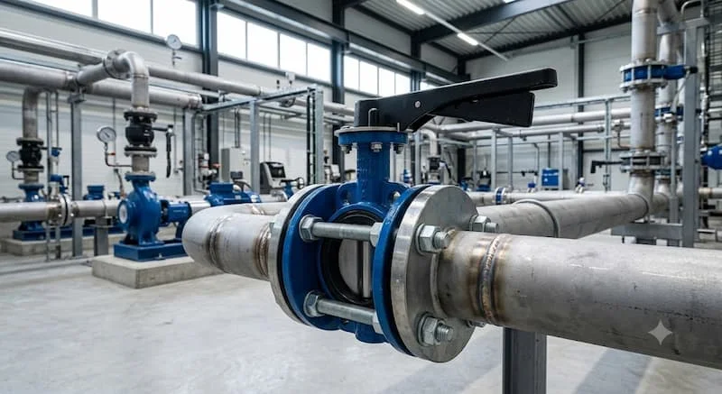 Van bướm DN50 lắp đặt trên đường ống