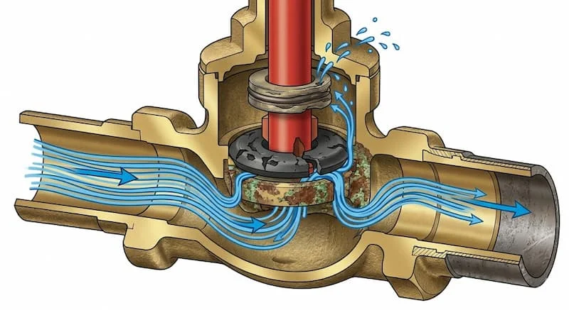 Minh họa nguyên nhân van khóa nước bị rò
