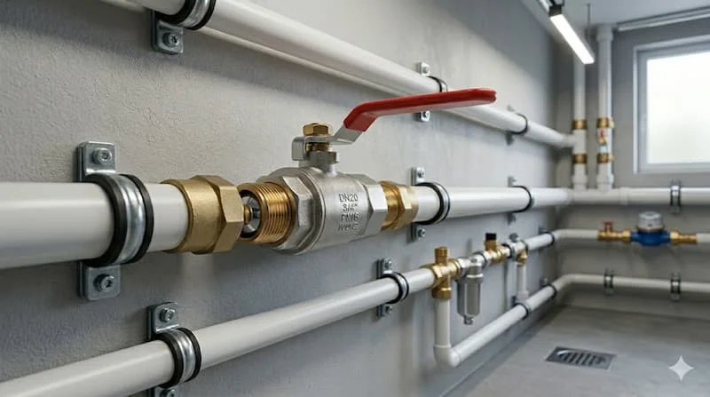 Van khóa nước lắp đặt thực tế trong hệ thống cấp nước