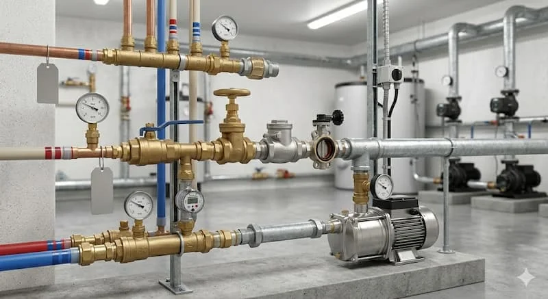 Ảnh van nước phi 34 lắp đặt trên hệ thống cấp nước