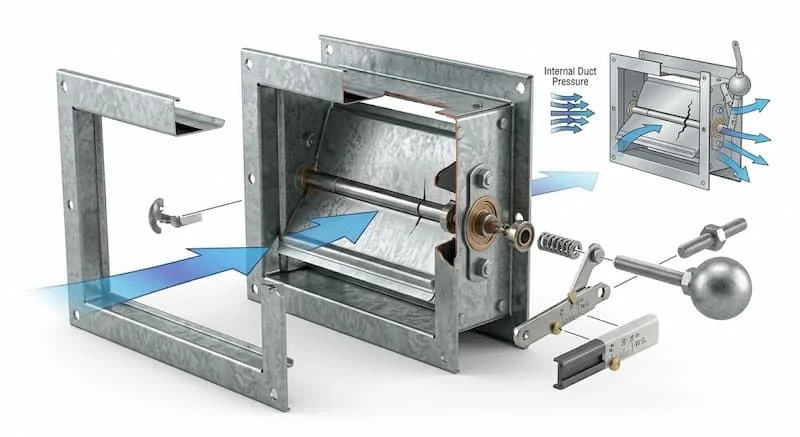 Ảnh cấu tạo van xả áp ống gió