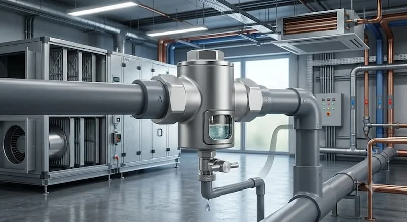Van bẫy nước lắp đặt trong hệ thống HVAC