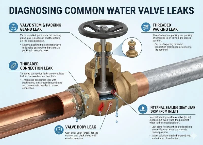 Các vị trí van nước thường bị rò rỉ