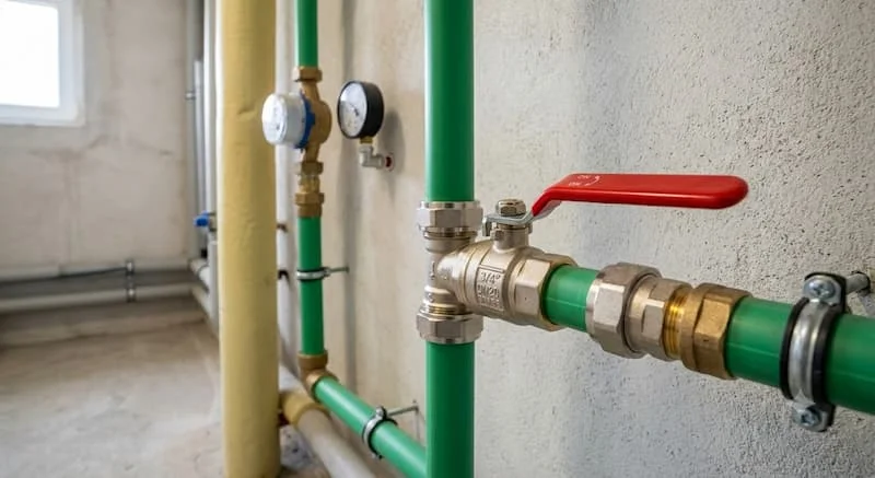 Ảnh khóa nước 3/4 trong hệ thống cấp nước