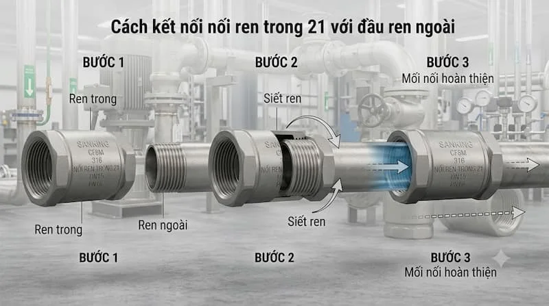 Minh họa cách nối ren trong 2l