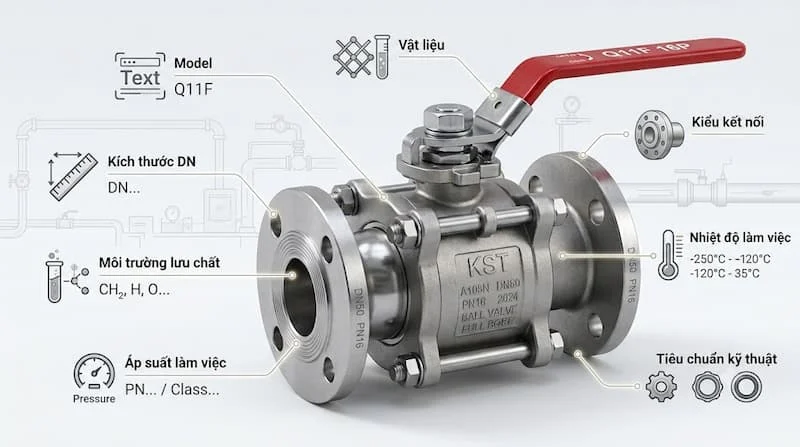 Minh họa thông số và cách lựa chọn Q11F 16P