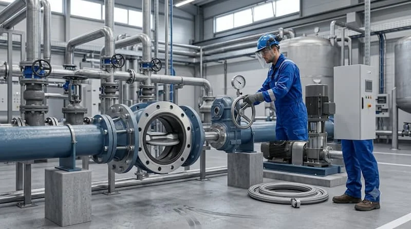 Van cánh bướm mặt bích trong hệ thống đường ống