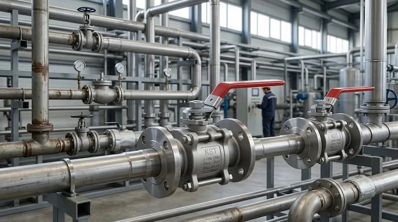 Valve KST trong hệ thống đường ống thực tế