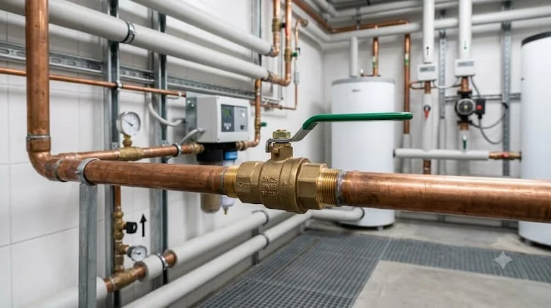 Ảnh water stop valve lắp đặt trong hệ thống đường nước