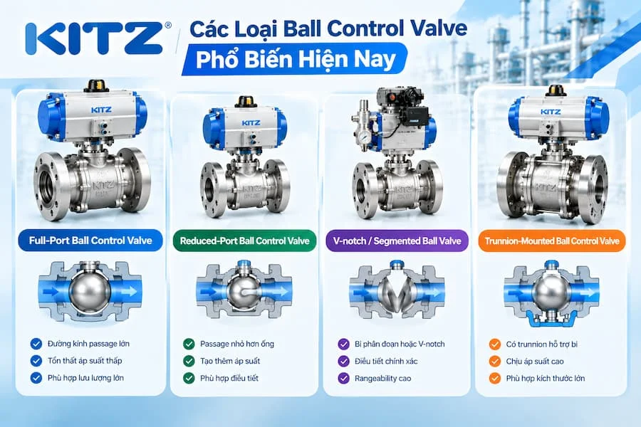 Các loại van bi điều khiển phổ biến