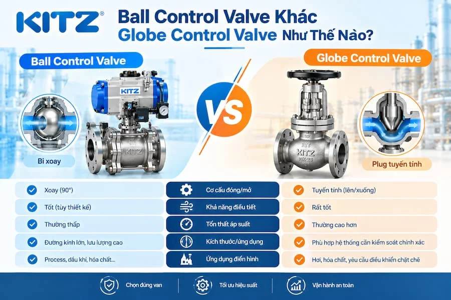 Ball Control Valve Khác Globe Control Valve Như Thế Nào?