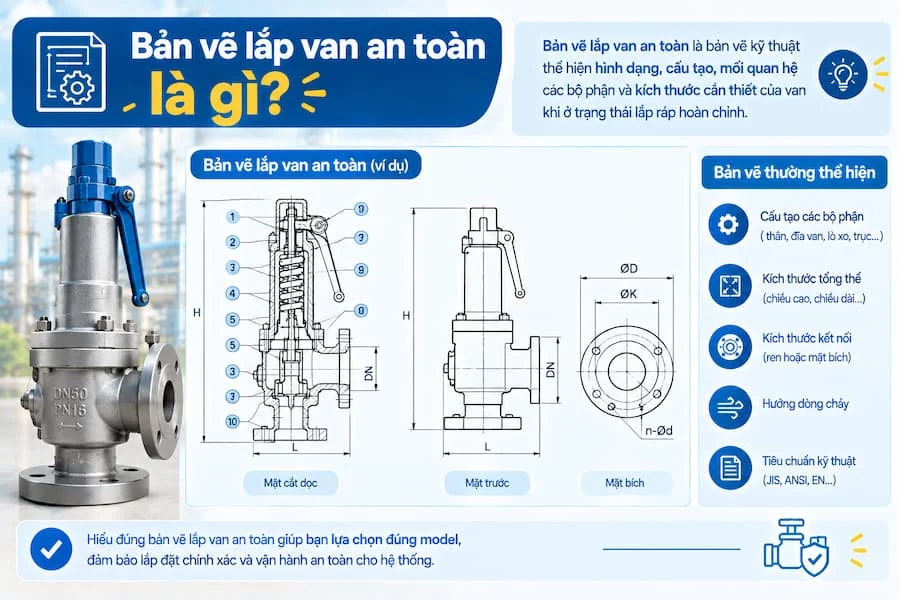 Giới thiệu bản vẽ lắp van nước an toàn