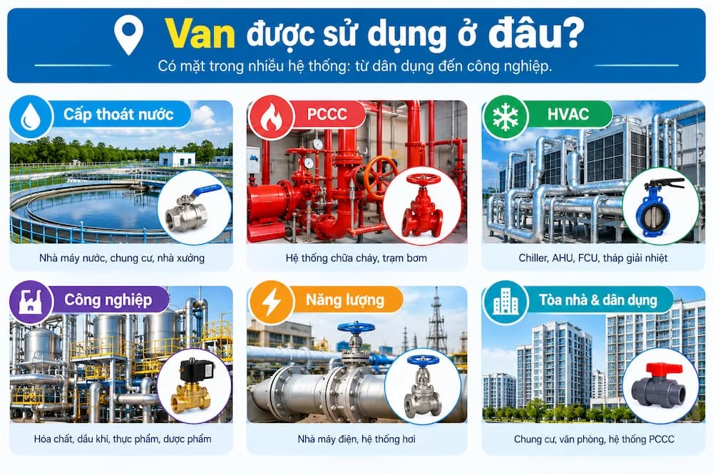 Van nước được sử dụng trong thực tê