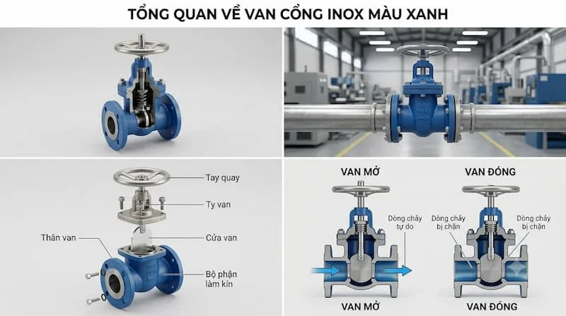 Tổng quan về van cổng inox màu xanh