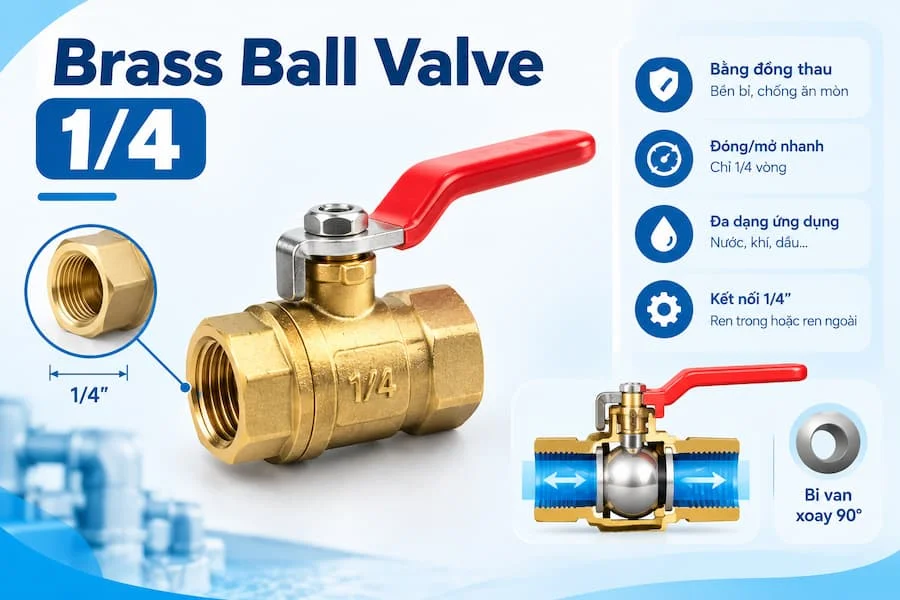 Giới thiệu van bi đồng thau 1/4