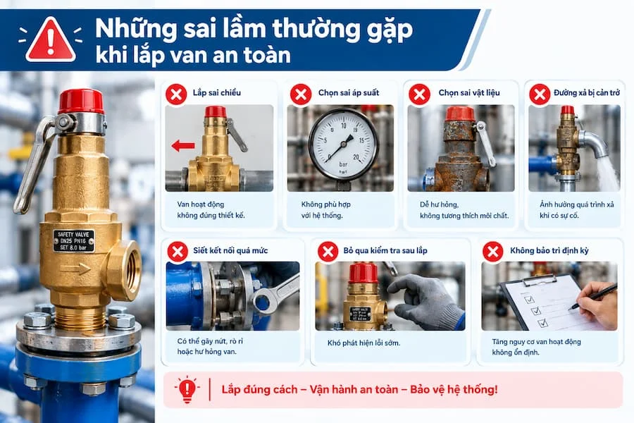 Những sai lầm khi lắp đặt van an toàn