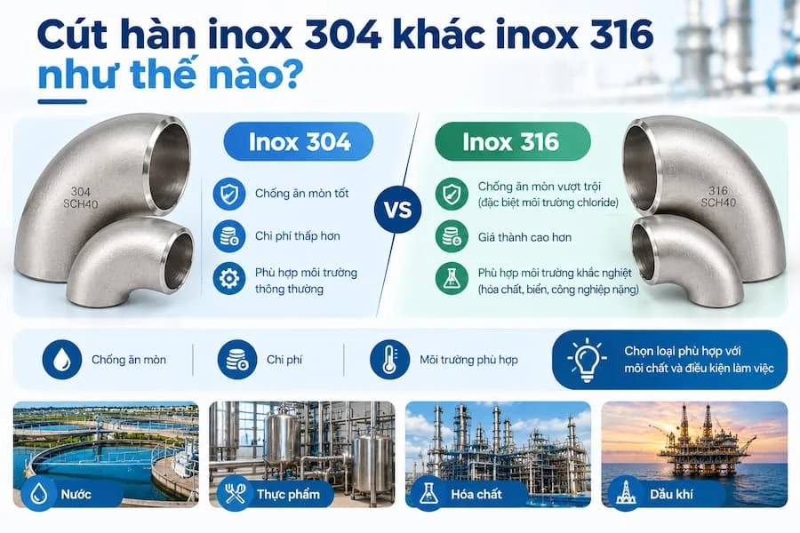 So sánh inox 304 và inox 316