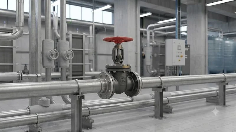 Van cổng DN100 lắp đặt trong hệ thống đường ống