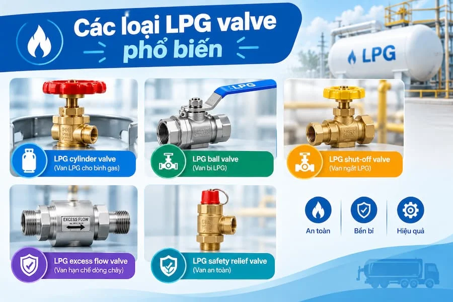 Các loại van LPG phổ biến trên thị trường