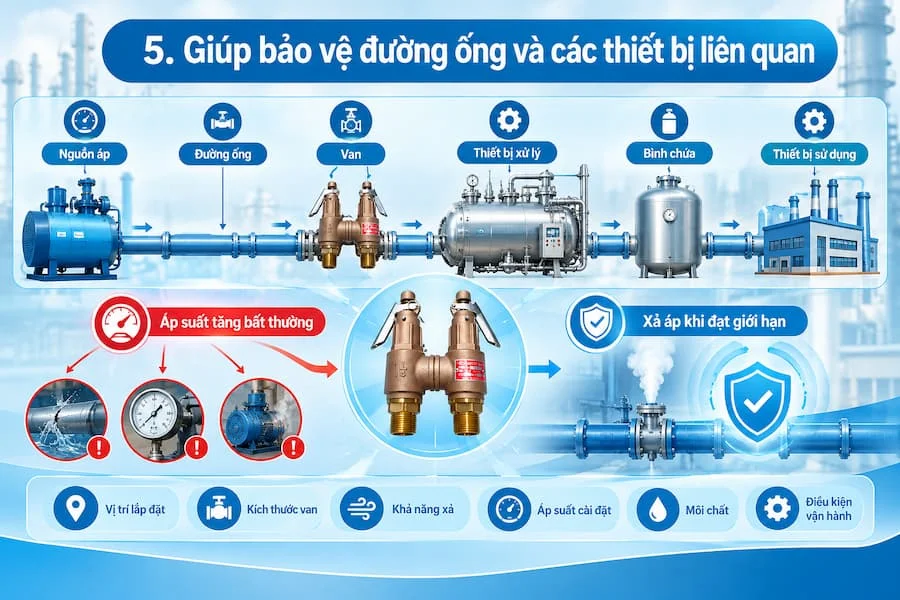 Nhiệm vụ của van an toàn trong hệ thống đường ống