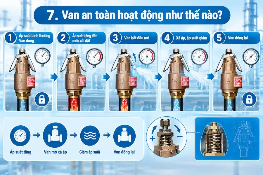 Nguyên lý hoạt động của van an toàn