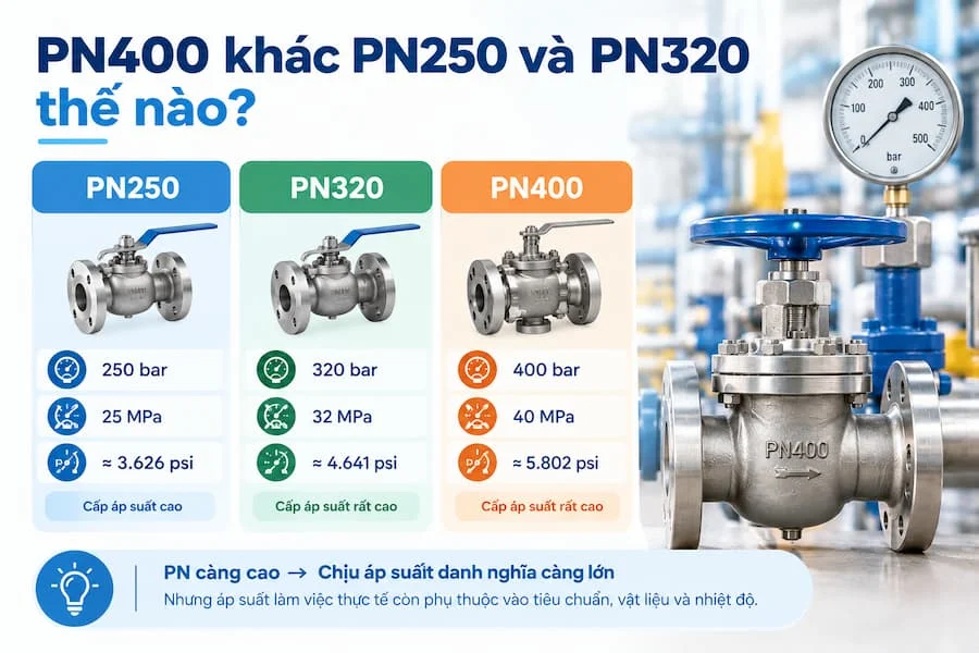 So sánh PN 400, PN 320, PN250