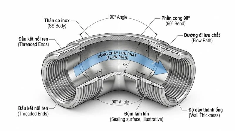 Cấu tạo co ống inox